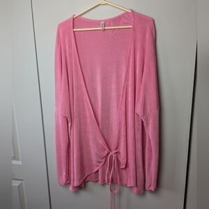 JOELLE Collection Cardigan Cover Up Size XL (Could Fit 2XL) Colorful Bright Pink